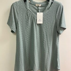 NWT Sage Eyelet Short Sleeve Women's Top